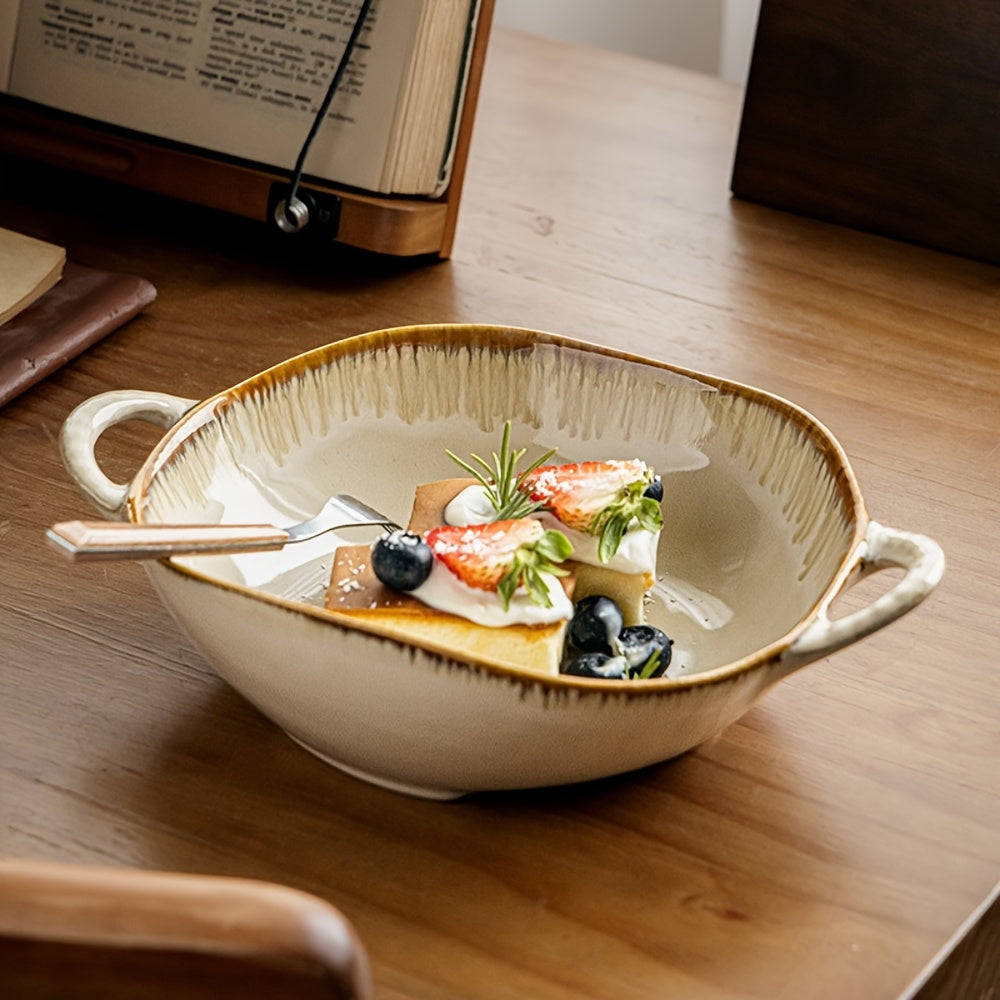 Handmade Ceramic Bowl Set (2-Pack) – Serving Bowls for Noodles, Salad & Dessert