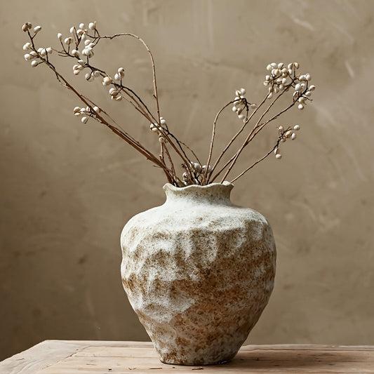 Rustic Style Vase, Farmhouse Terracotta Vase, Stone Vase, Large Vase for Living Room Decor, Country Vase Decoration for Living Room
