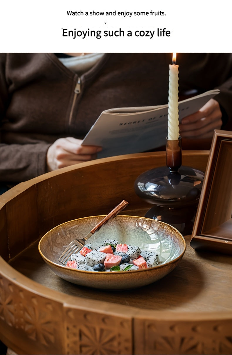 Flaming Color Asymmetrical Ceramic Plate (8") – Artistic Salad & Entrée Plate