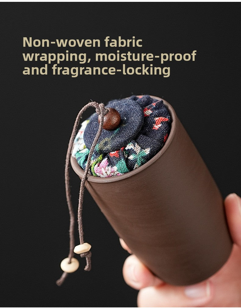 Portable Chinese Ceramic Purple Clay Tea & Coffee Set - One Pot & 4 Cups Travel Tea Suitable for, Camping, Office, Gift for, - Ceramic Tea Set with Storage Bag, Coffee/ Tea Cups