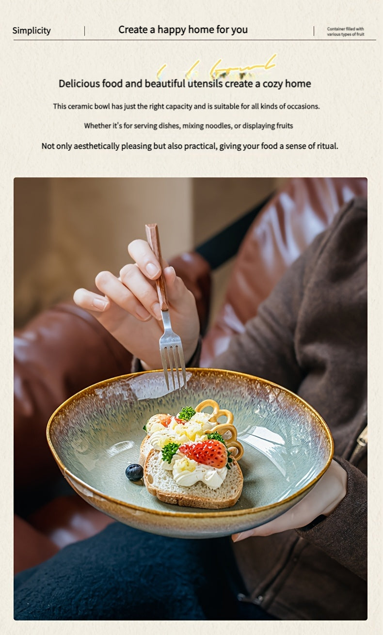 Flaming Color Asymmetrical Ceramic Plate (8") – Artistic Salad & Entrée Plate