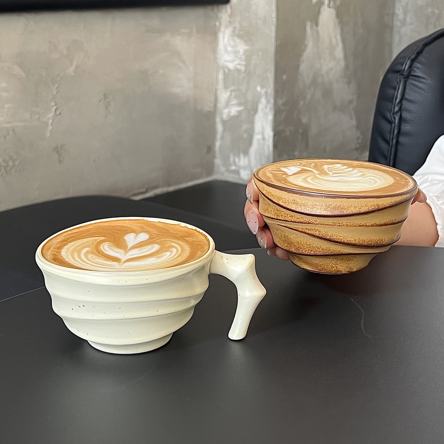 [Vintage Ceramic Coffee Cup] Vintage Rustic Ceramic Bamboo-Section Coffee Cup | Kiln-Altered Handheld Mug, Creative Unique-Shaped Latte Art Mug