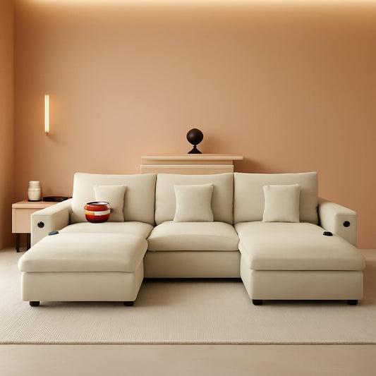 Modern Modular Sectional Sofa with Ottoman and Pillows-0