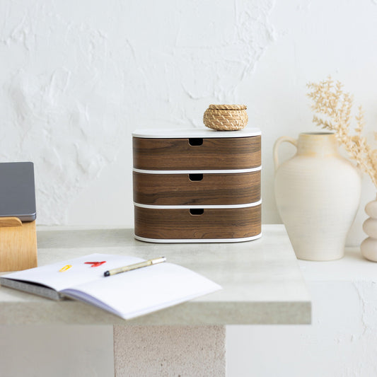 Wooden Mounted Desk Organizer Drawer Box with 3 Separate Shelves